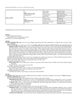 EDITED PEDIGREE for 2019 out of DECEIVED (GB)