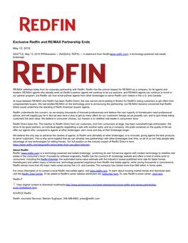 Exclusive Redfin and RE/MAX Partnership Ends