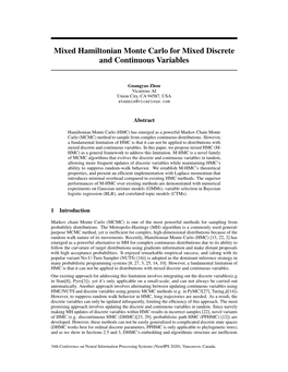 Mixed Hamiltonian Monte Carlo for Mixed Discrete and Continuous Variables