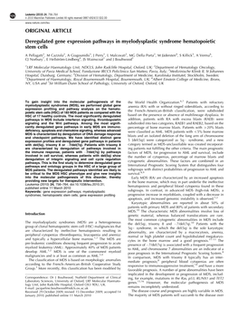 Deregulated Gene Expression Pathways in Myelodysplastic Syndrome Hematopoietic Stem Cells