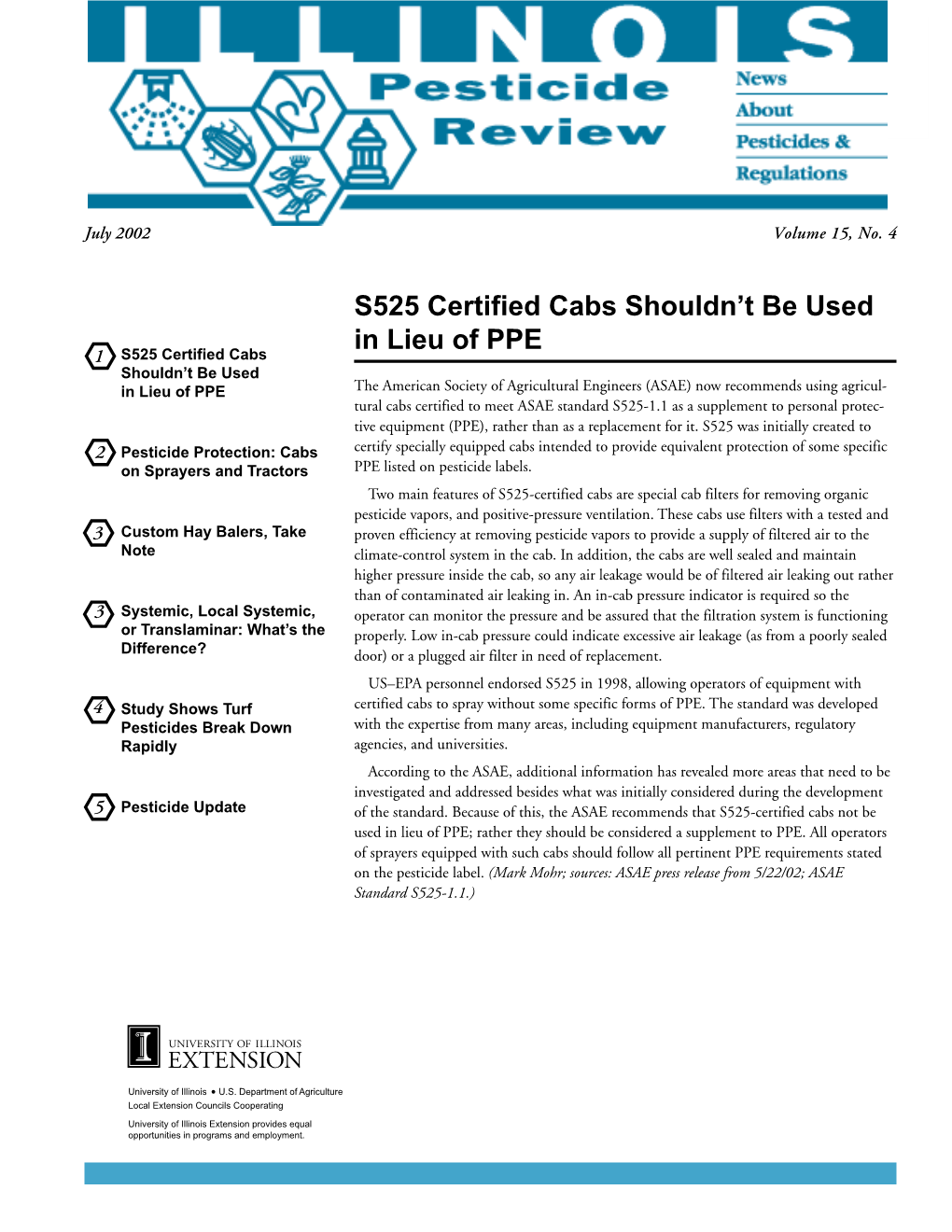 S525 Certified Cabs Shouldn't Be Used in Lieu Of