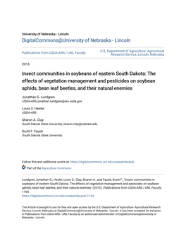 Insect Communities in Soybeans of Eastern South Dakota: the Effects