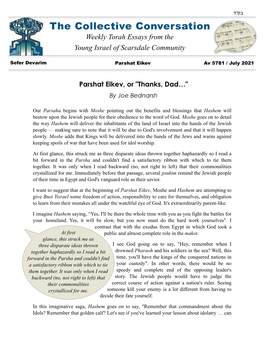 Collective Conversation Weekly Torah Essays from the Young Israel of Scarsdale Community