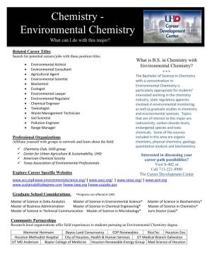 Environmental Chemistry What Can I Do with This Major?