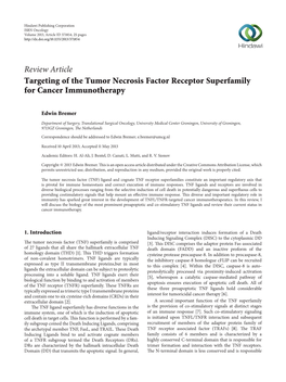 Targeting of the Tumor Necrosis Factor Receptor Superfamily for Cancer Immunotherapy