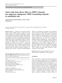 Nitric Oxide Lacks Direct Effect on TRPC5 Channels but Suppresses Endogenous TRPC5-Containing Channels in Endothelial Cells