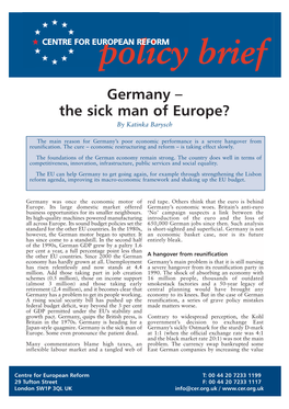 Germany – the Sick Man of Europe? by Katinka Barysch