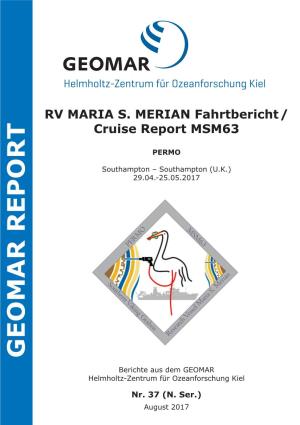 RV MARIA S. MERIAN Fahrtbericht / Cruise Report MSM63
