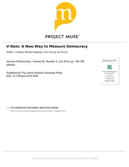 V-Dem: a New Way to Measure Democracy