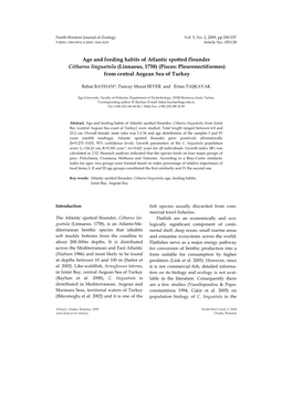 Age and Feeding Habits of Atlantic Spotted Flounder Citharus Linguatula (Linnaeus, 1758) (Pisces: Pleuronectiformes) from Central Aegean Sea of Turkey