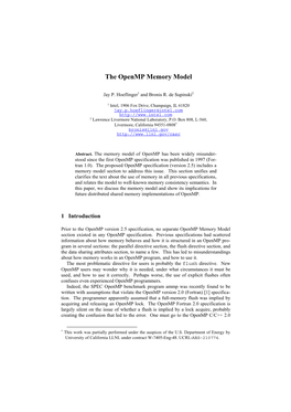 The Openmp Memory Model