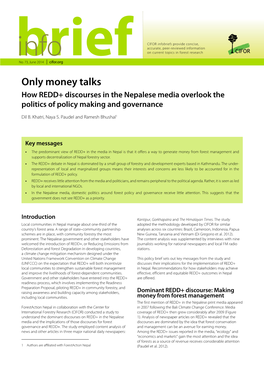 Only Money Talks How REDD+ Discourses in the Nepalese Media Overlook the Politics of Policy Making and Governance