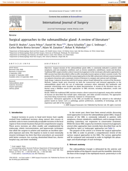 Surgical Approaches to the Submandibular Gland: a Review of Literatureq