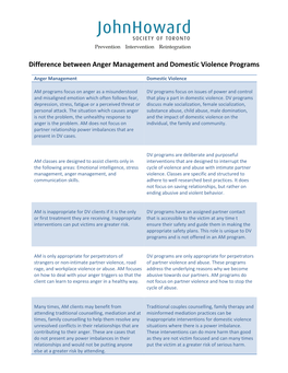 Difference Between Anger Management and Domestic Violence Programs