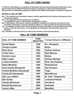 Hall of Fame Members