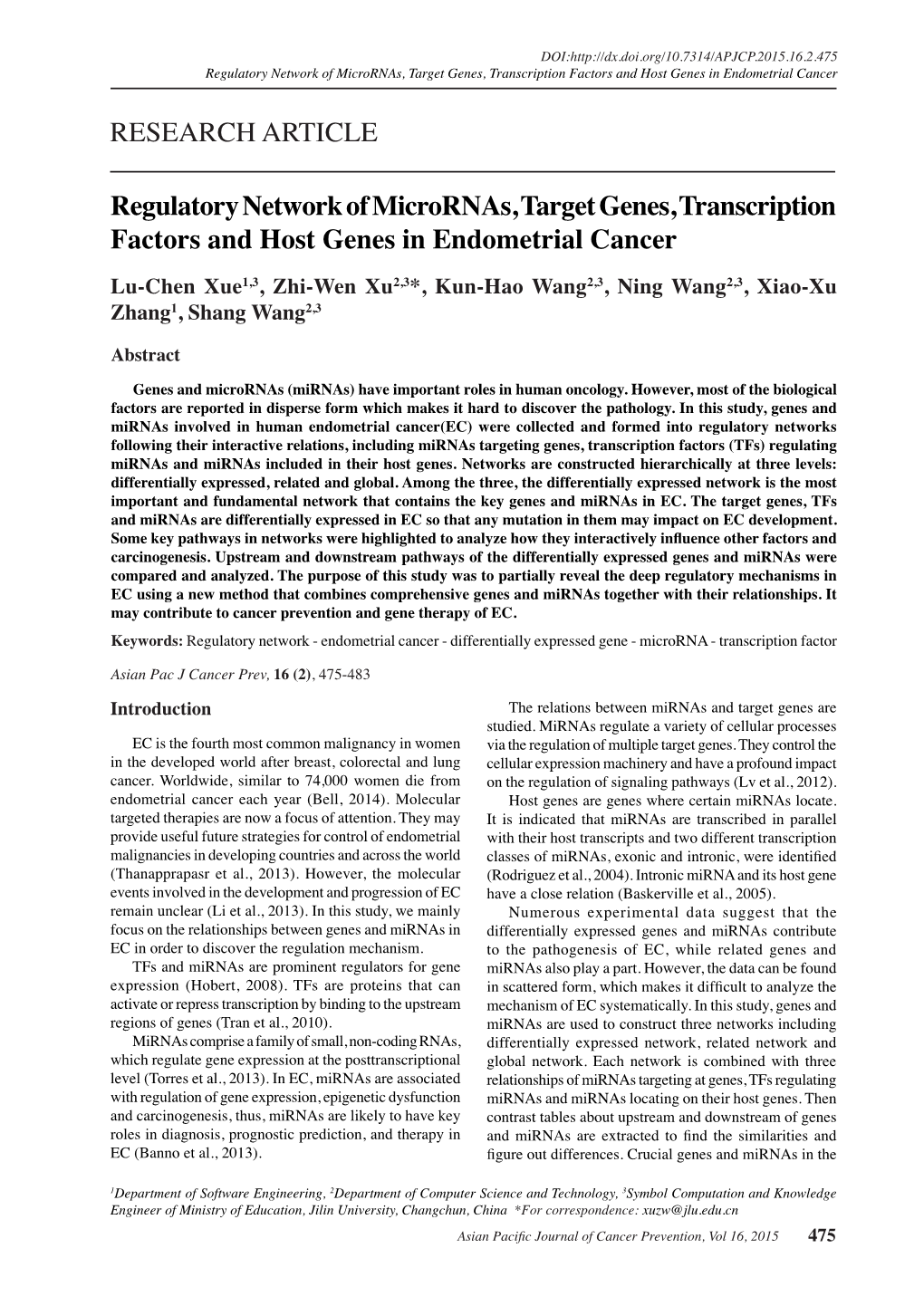 RESEARCH ARTICLE Regulatory Network of Micrornas, Target