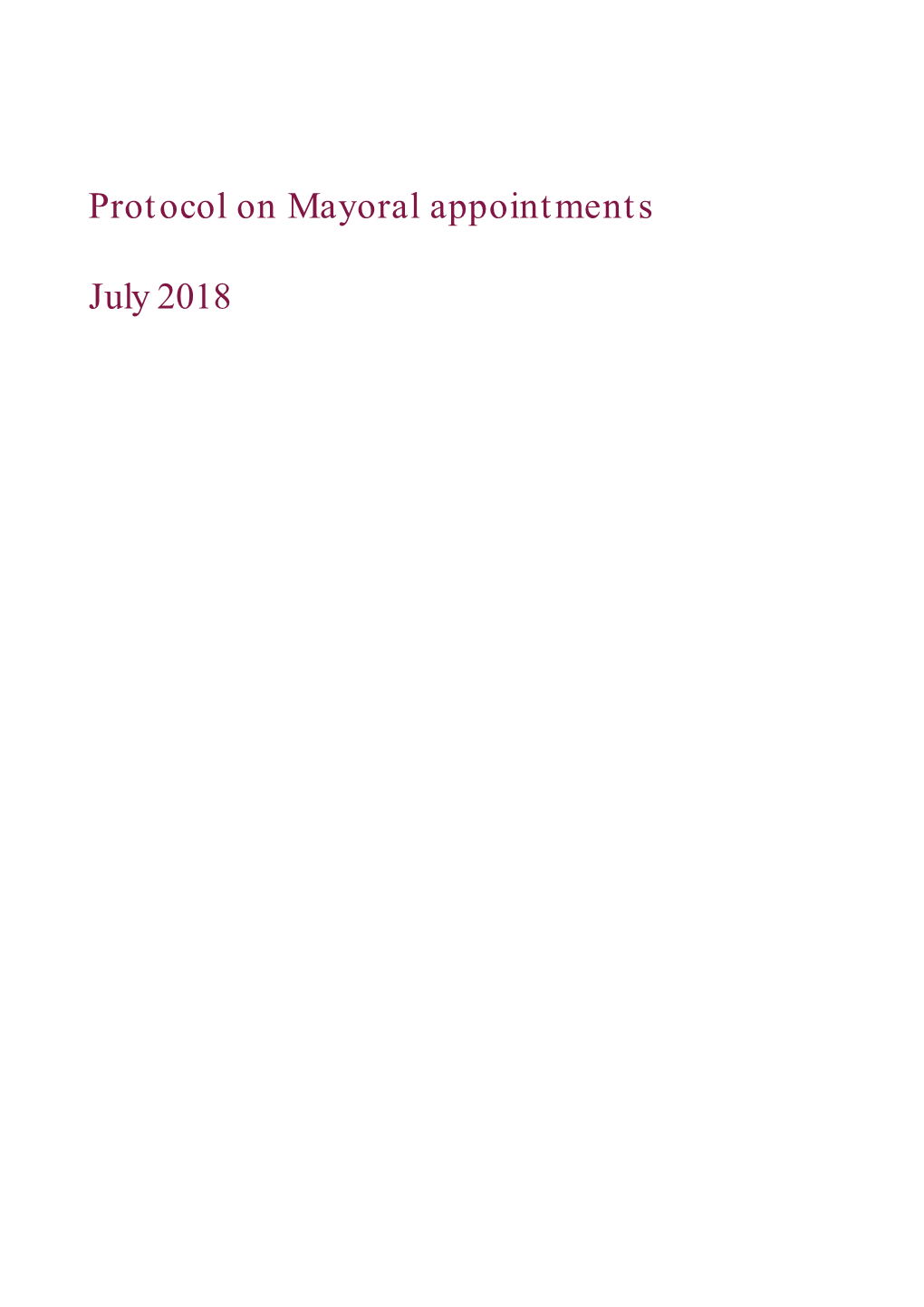 Protocol on Mayoral Appointments