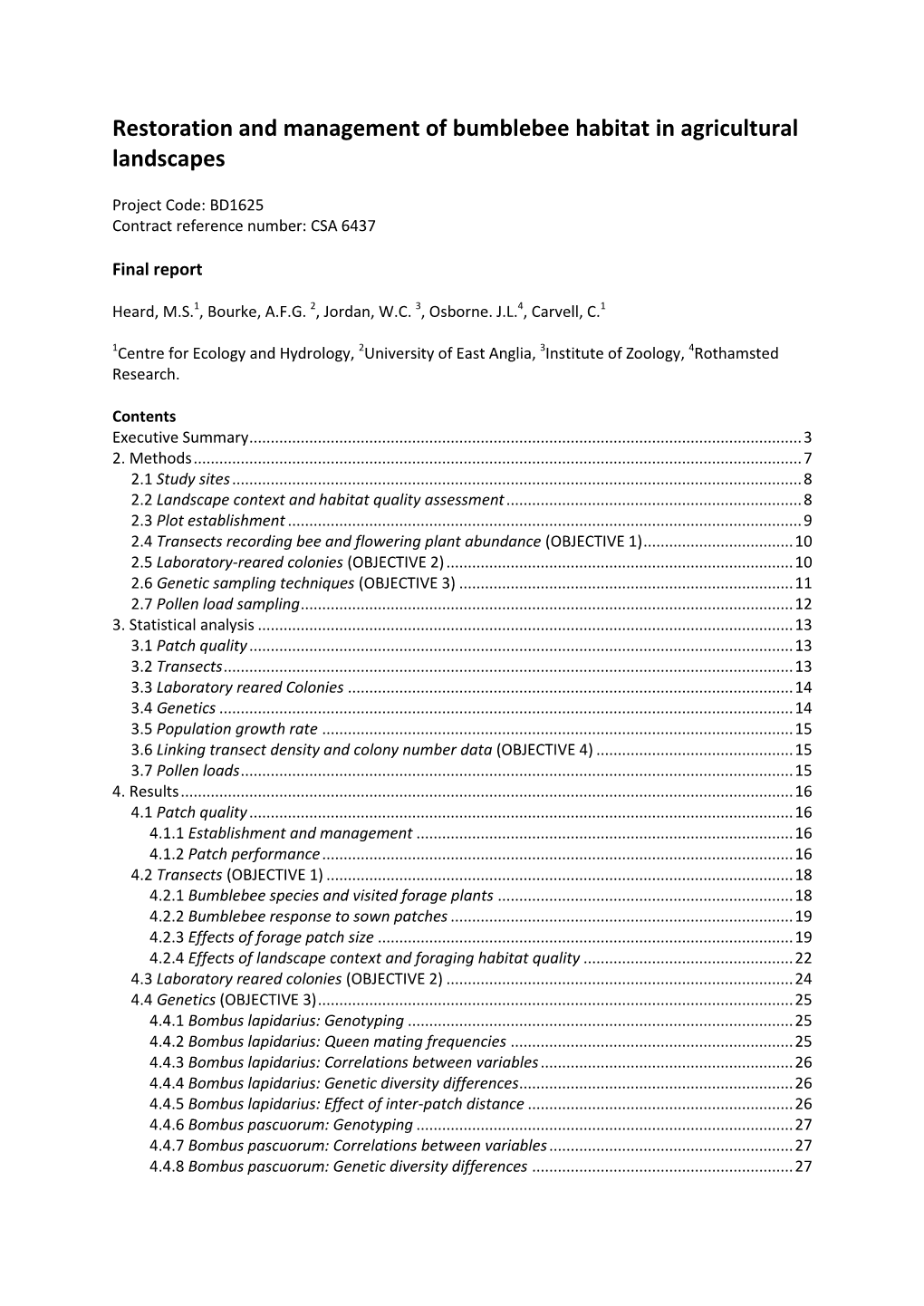 Restoration and Management of Bumblebee Habitat in Agricultural Landscapes