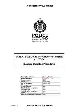 CARE and WELFARE of PERSONS in POLICE CUSTODY Standard