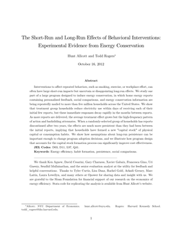 The Short(Run and Long(Run Effects of Behavioral Interventions