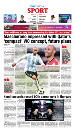 Mascherano Impressed with Qatar's 'Compact' WC Concept, Future Plans