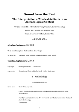 Sound from the Past the Interpretation of Musical Artifacts in an Archaeological Context