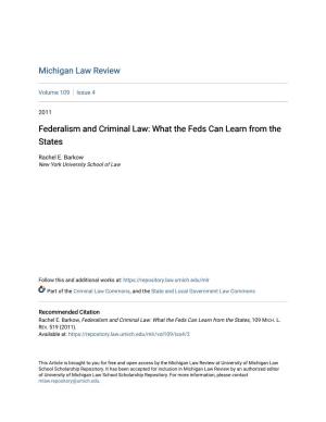Federalism and Criminal Law: What the Feds Can Learn from the States