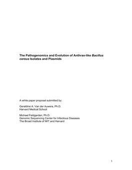 The Pathogenomics and Evolution of Anthrax-Like Bacillus Cereus Isolates and Plasmids