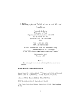 A Bibliography of Publications About Virtual Machines