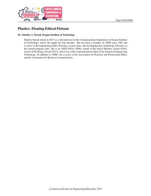 Plastics: Floating Ethical Flotsam