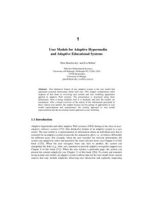 User Models for Adaptive Hypermedia and Adaptive Educational Systems