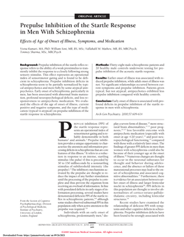 Prepulse Inhibition of the Startle Response in Men with Schizophrenia Effects of Age of Onset of Illness, Symptoms, and Medication