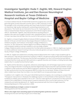 Huda Y. Zoghbi, MD, Howard Hughes Medical Institute, Jan and Dan Duncan Neurological Research Institute at Texas Children’S Hospital and Baylor College of Medicine