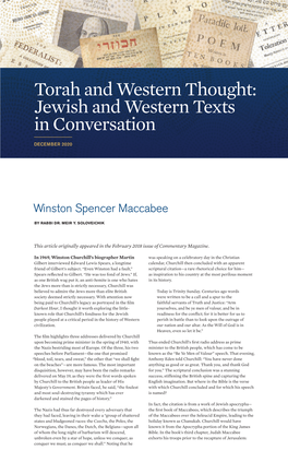 Torah and Western Thought: Jewish and Western Texts in Conversation