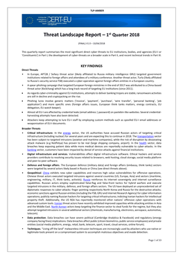 Threat Landscape Report – 1St Quarter 2018