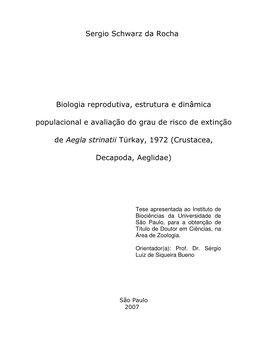 Sergio Schwarz Da Rocha Biologia Reprodutiva, Estrutura E Dinâmica