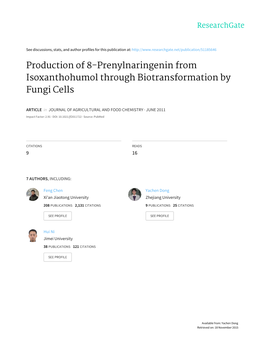 Production of 8-Prenylnaringenin from Isoxanthohumol Through Biotransformation by Fungi Cells