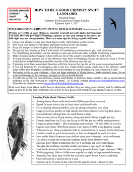 How to Be a Good Chimney Swift Landlord