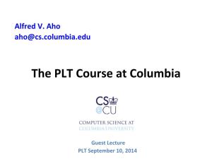 The PLT Course at Columbia