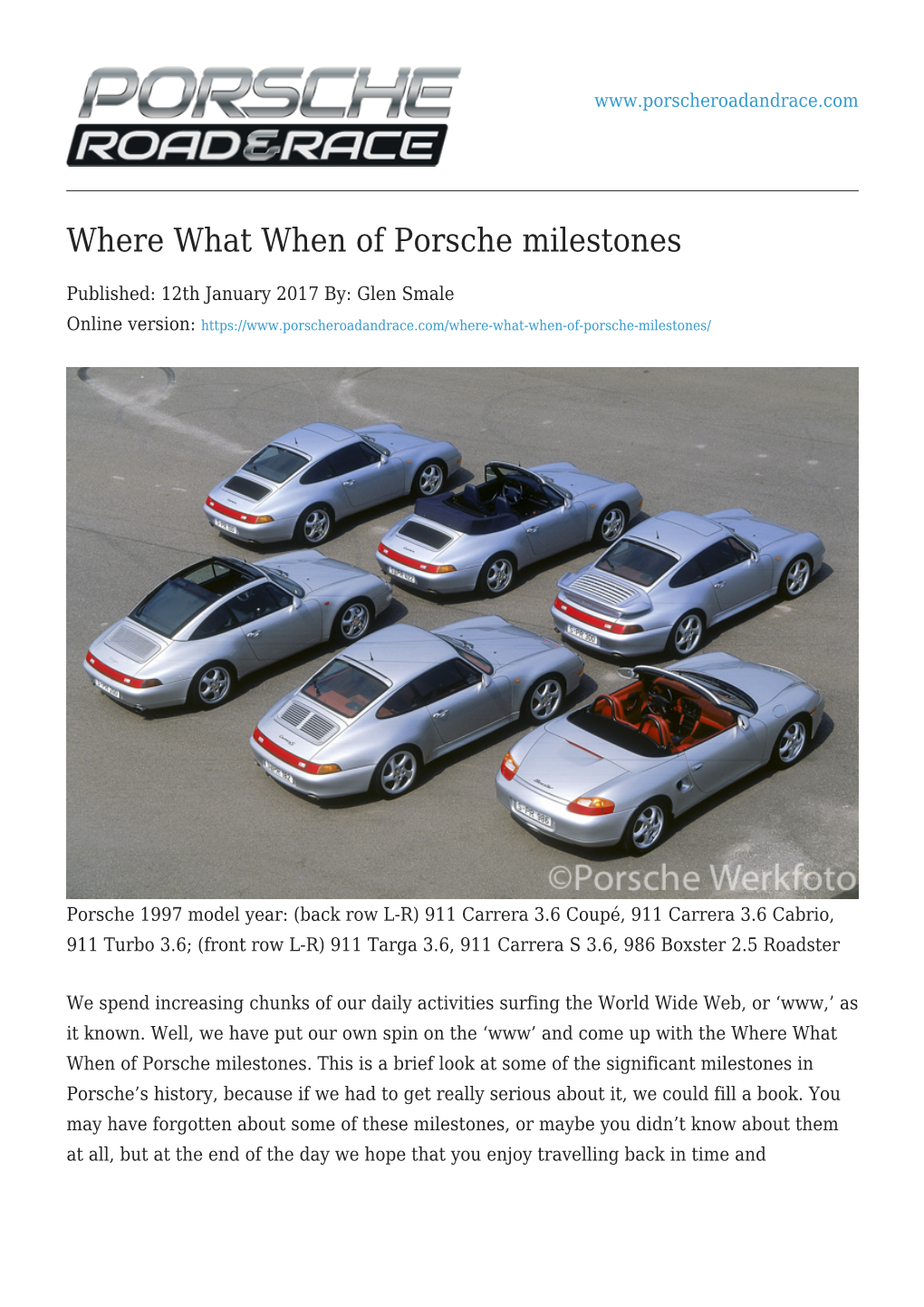 Where What When of Porsche Milestones