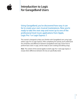 Logic (1.0): Introduction for Garageband Users (Manual)