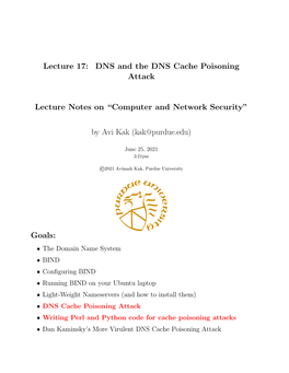 DNS and the DNS Cache Poisoning Attack