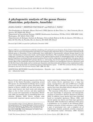 A Phylogenetic Analysis of the Genus Eunice (Eunicidae, Polychaete, Annelida)