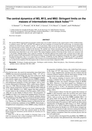 The Central Dynamics of M3, M13, and M92: Stringent Limits on the Masses of Intermediate-Mass Black Holes??? S