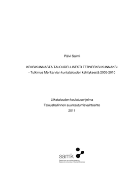 Tutkimus Merikarvian Kuntatalouden Kehityksestä 2005-2010 Liik