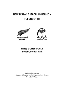 NEW ZEALAND MAORI UNDER-18 V FIJI UNDER-18