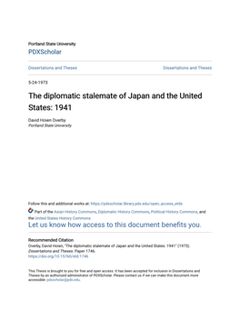 The Diplomatic Stalemate of Japan and the United States: 1941