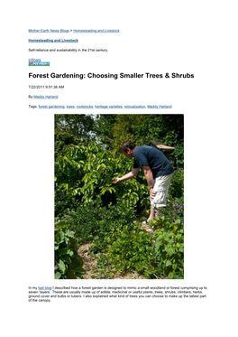 Forest Gardening: Choosing Smaller Trees & Shrubs