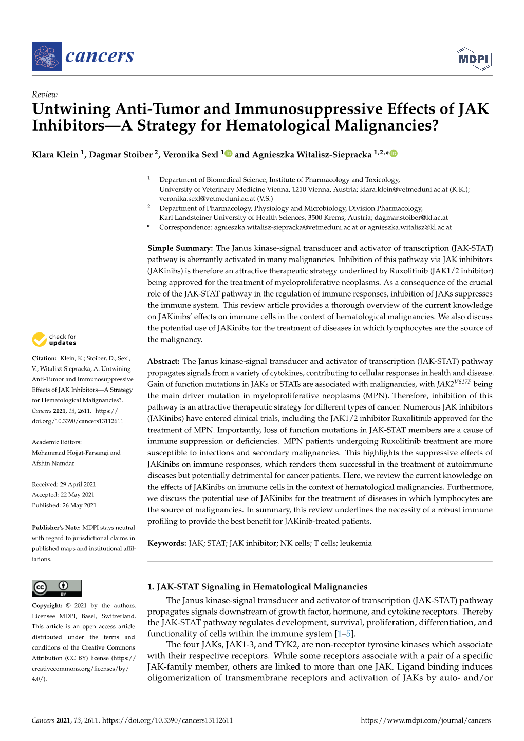Untwining Anti-Tumor and Immunosuppressive Effects of JAK Inhibitors—A Strategy for Hematological Malignancies?