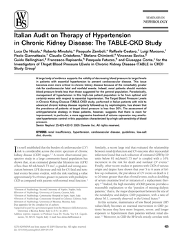 Italian Audit on Therapy of Hypertension in Chronic Kidney